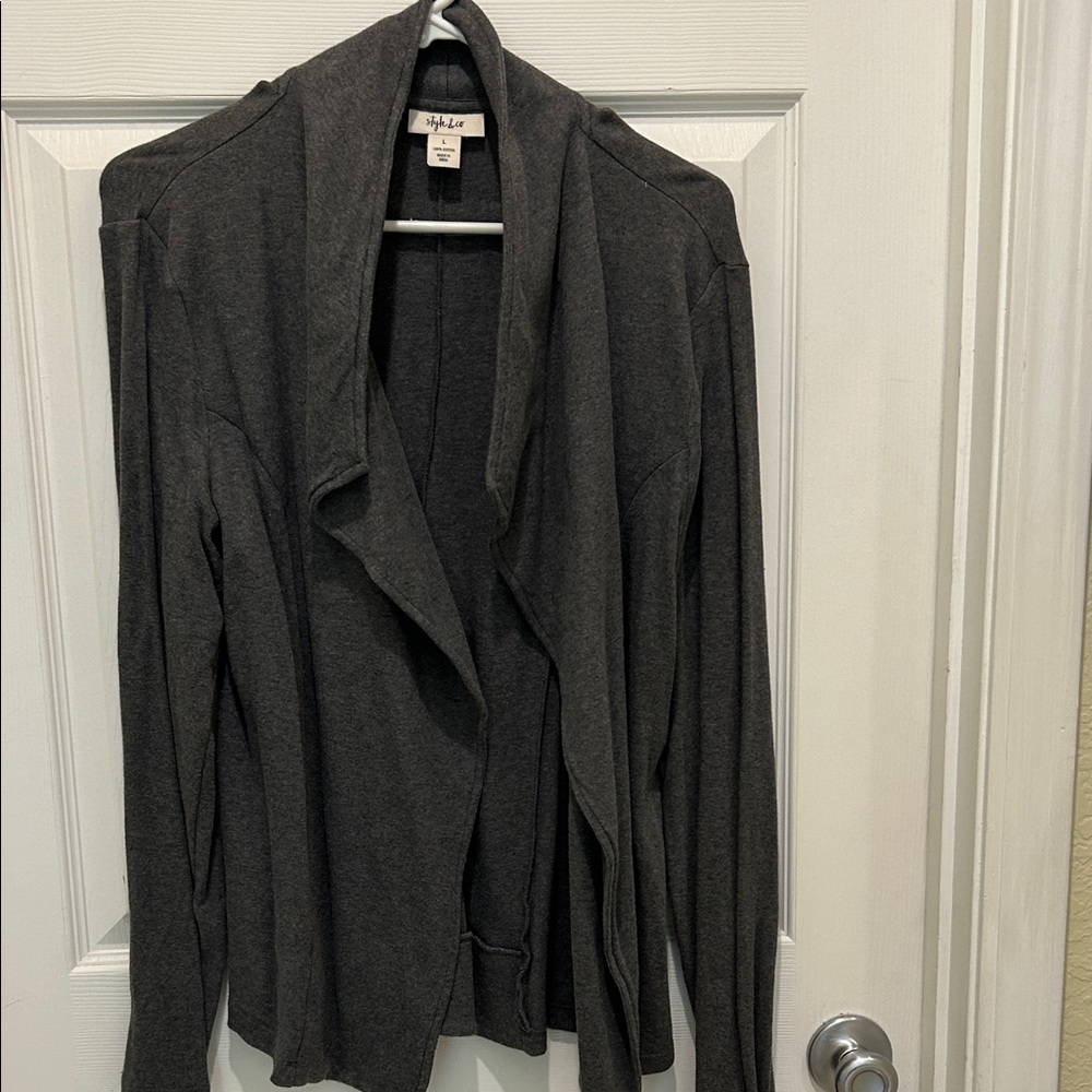 Style & Co. Charcoal Open-Front Cardigan